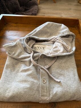 BYLT Basics Gray Henley Hoodie